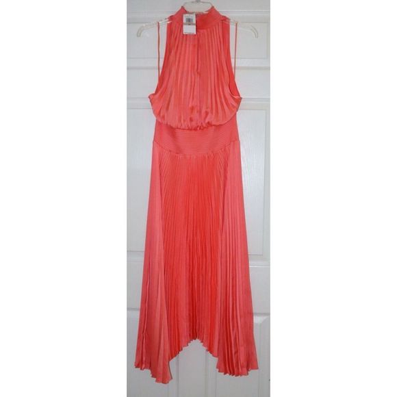 A.L.C 6DRES00832 Women's Sz 12 Malliot/Coral Renzo Pleated Blouson Dress - Picture 2 of 14